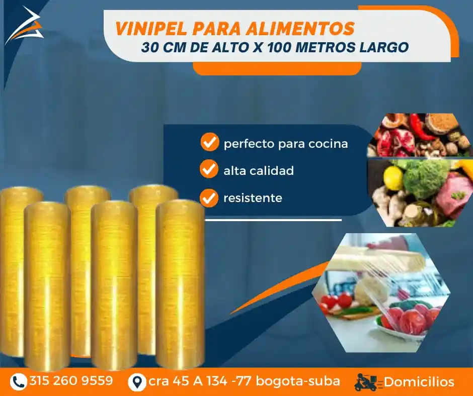 Vinipel Para Alimentos O Cocina 30 Cm De Alto X 100 Metros Largo Empaque Y Embalaje