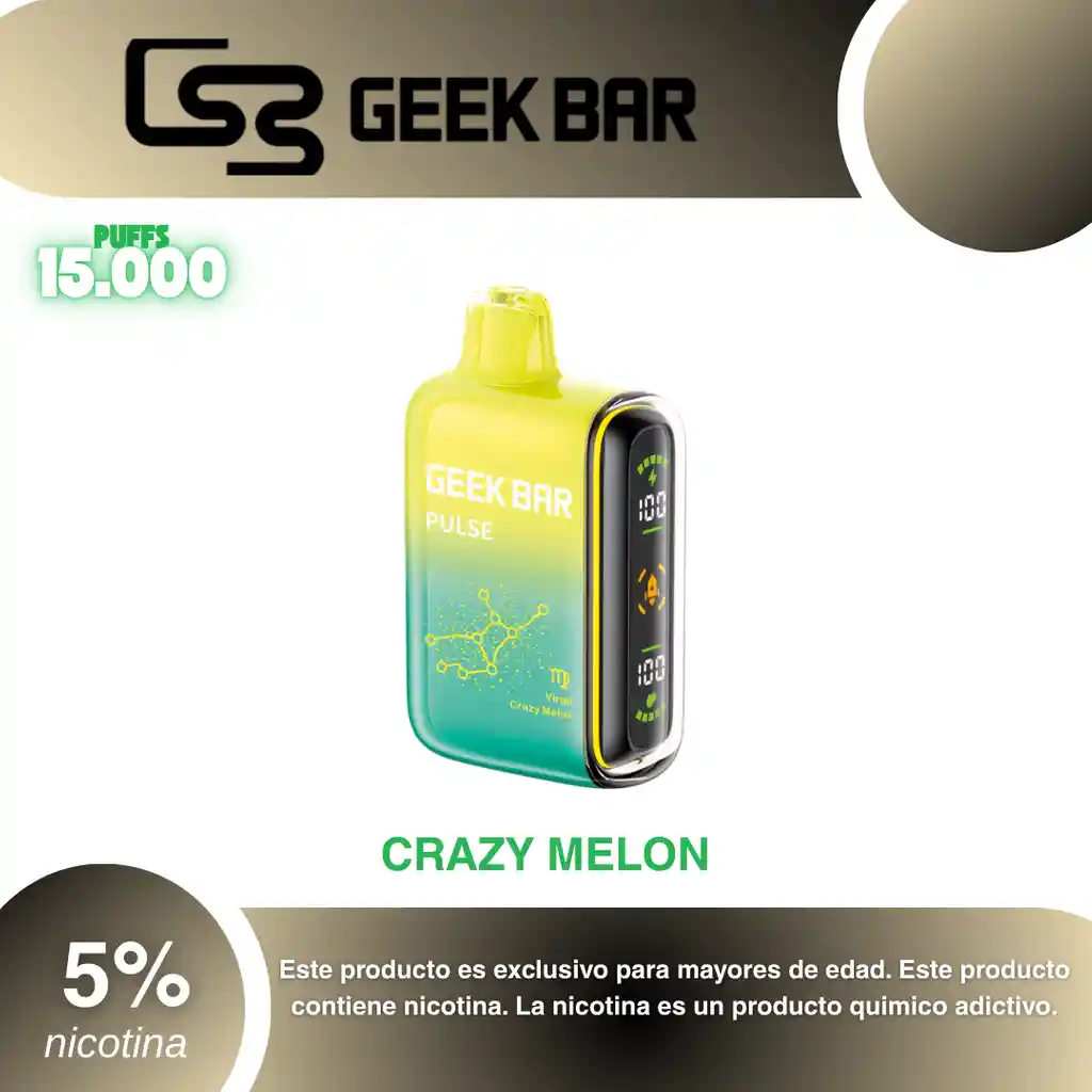 Vape Geek Bar Pulse 15.000 Pufs, Crazy Melon 5%