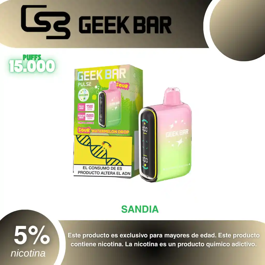 Vape Geek Bar Pulse 15.000 Pufs, Sour Watermelon Drop 5%
