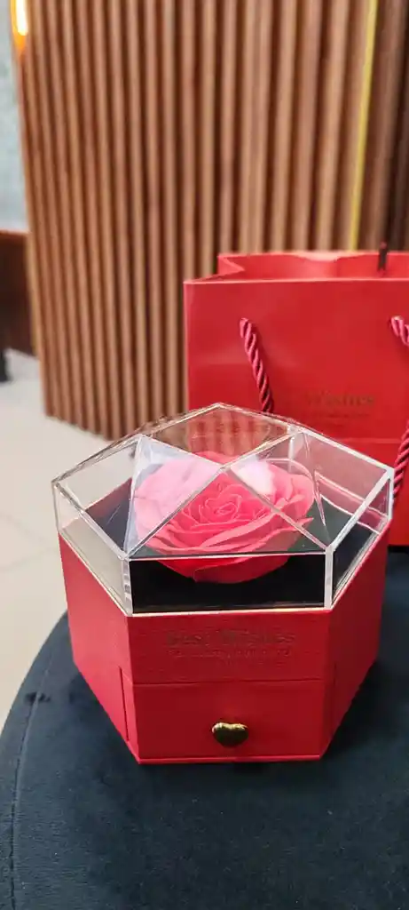 Joyero Flor Eterna (rosa Roja )