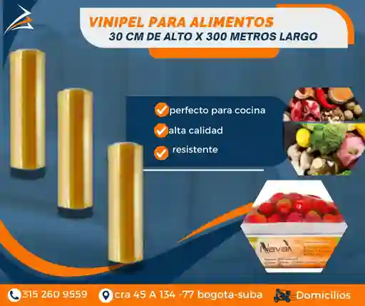 Vinipel Para Alimentos O Cocina 30 Cm De Alto X 300 Metros De Largo Empaque Y Embalaje