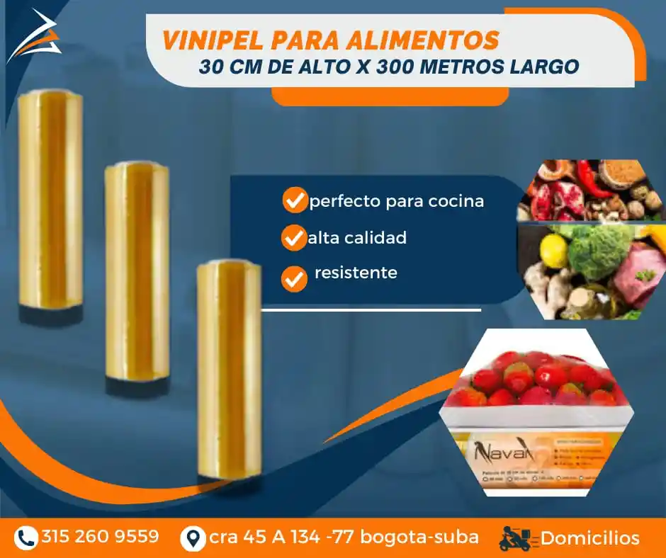 Vinipel Para Alimentos O Cocina 30 Cm De Alto X 300 Metros De Largo Empaque Y Embalaje