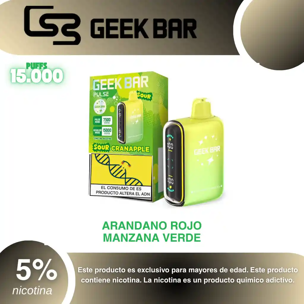 Vape Geek Bar Pulse 15.000 Pufs, Sour Cranapple 5%