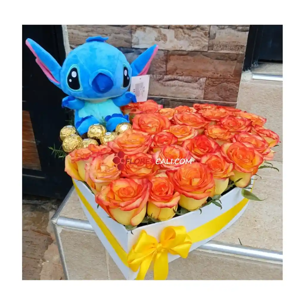 Corazon Stich Amarillo Floristeria En Cali