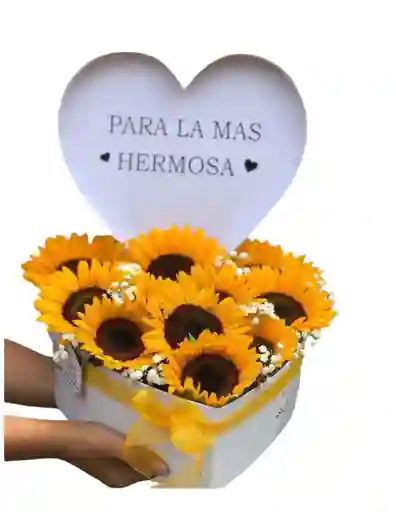 Corazon Con Girasoles Y Flores Amor Y Amistad