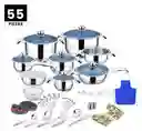 Juego De Ollas Y Sartenes 55 Piezas Acero Quirúrgico Inoxidable Premium Cook Ware