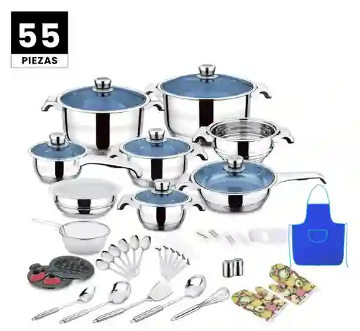 Juego De Ollas Y Sartenes 55 Piezas Acero Quirúrgico Inoxidable Premium Cook Ware