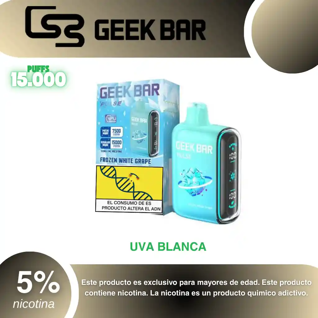 Vape Geek Bar Pulse 15.000, Frozen White Grape 5%