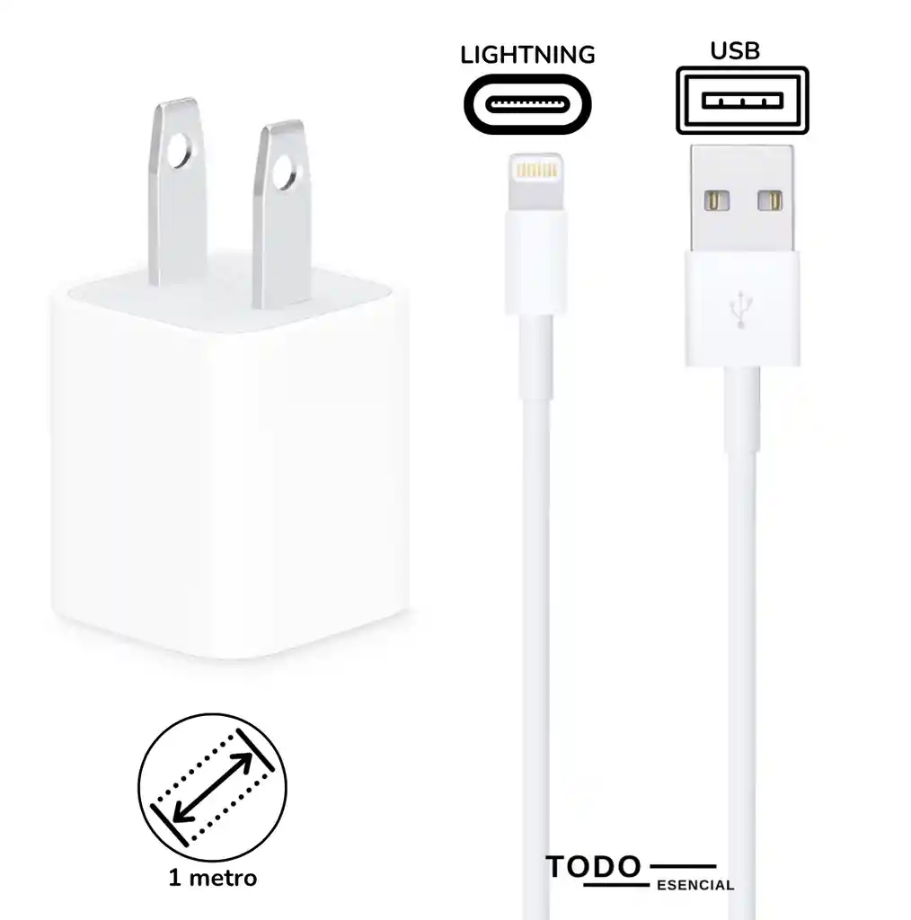 Cargador Iphone 5w Generico Lightning To Usb Cable + Cubo