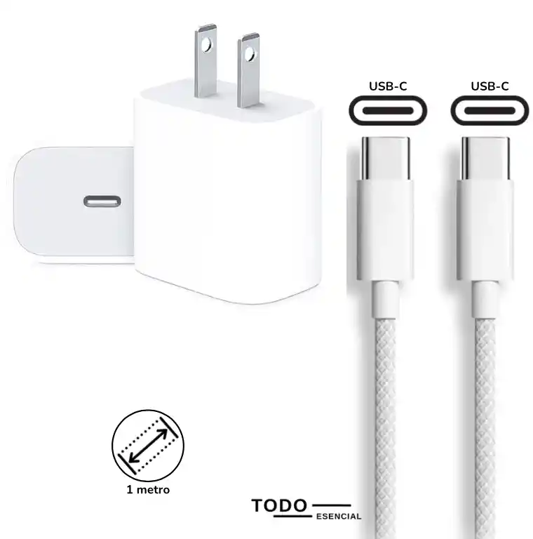 Cargador Iphone 20w Carga Rápida Tipo C Genérico Combo Cubo + Cable