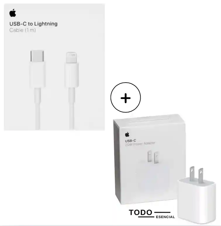 Cargador Iphone 20w Carga Rápida Genérico Cable + Cubo