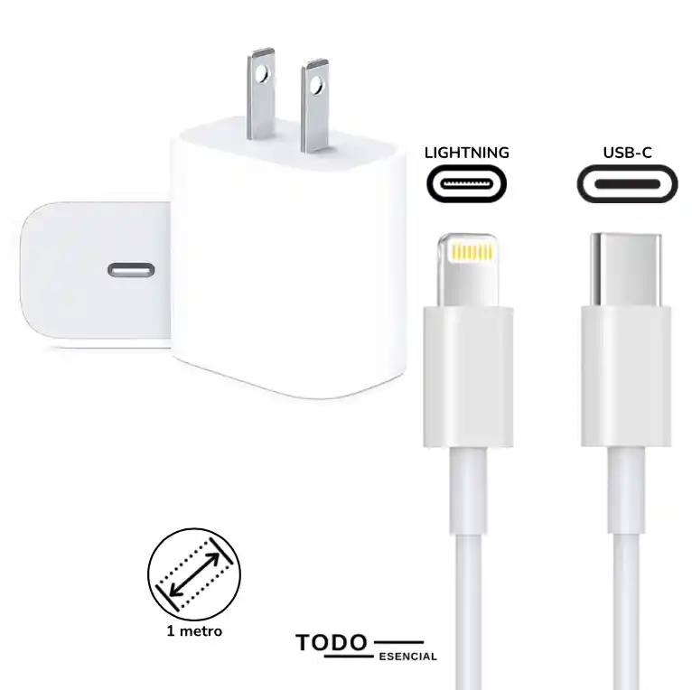 Cargador Iphone 20w Carga Rápida Genérico Cable + Cubo