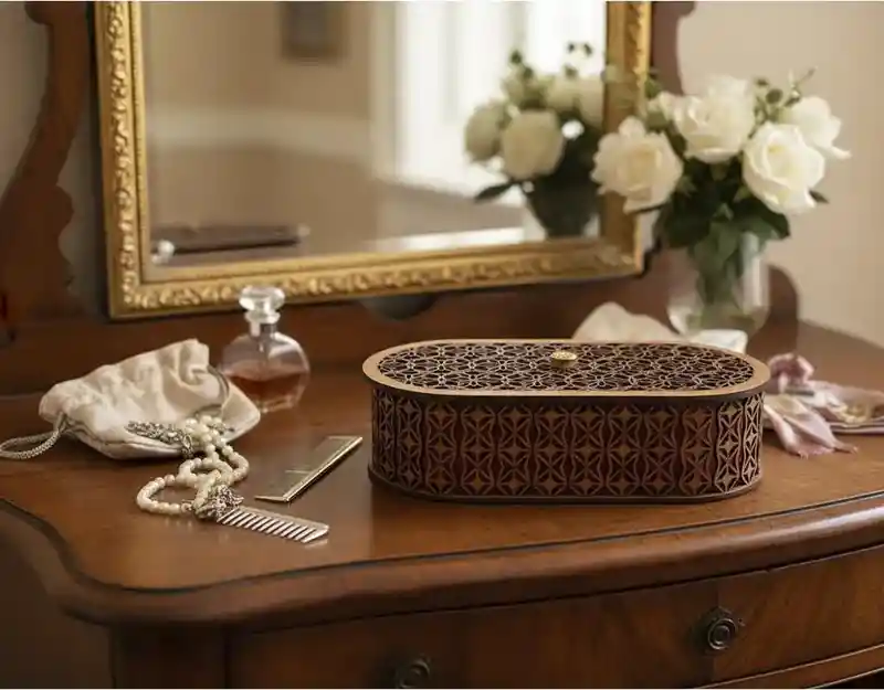 Caja De Madera Ovalada Grande 1