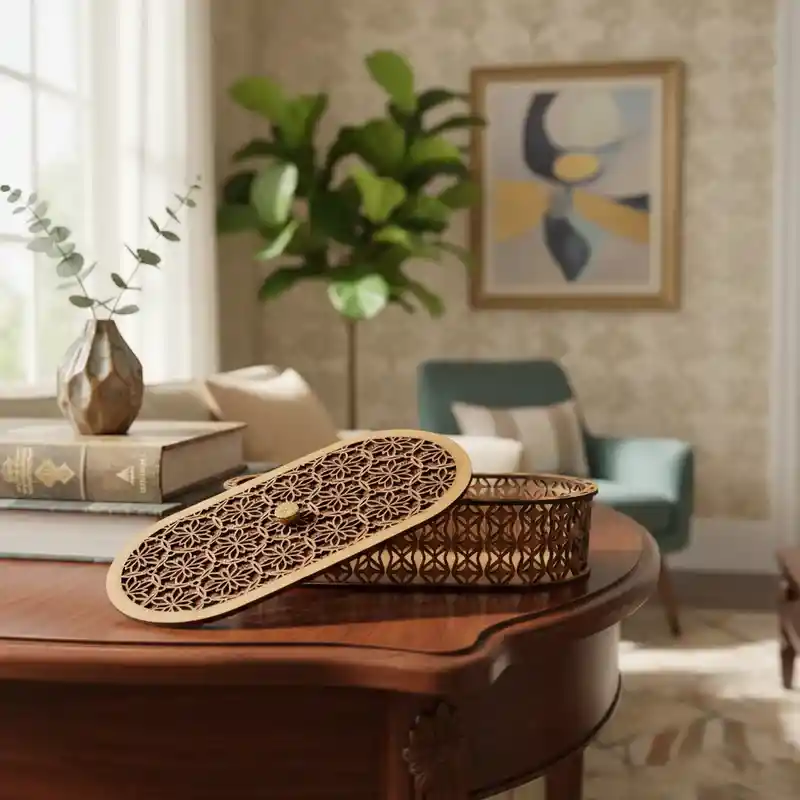 Caja De Madera Ovalada Grande 1