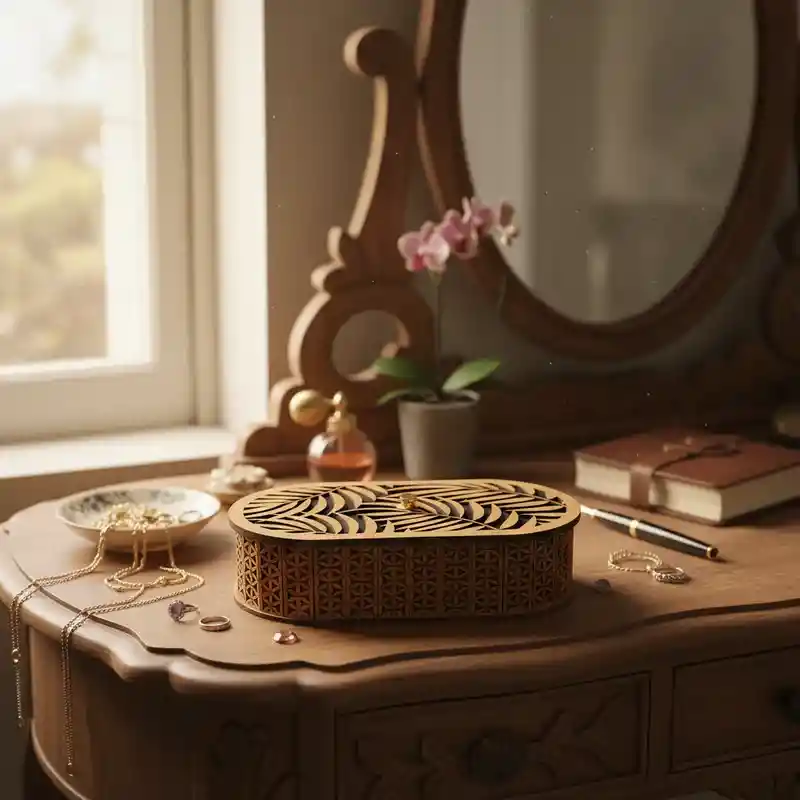 Caja De Madera Ovalada Grande 2