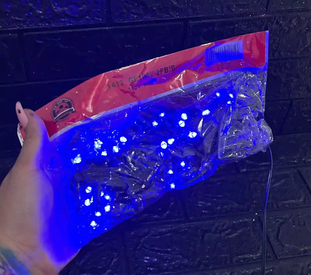 Luces De Navidad Lineal X100 Led Azul Sin Continuacion Cable Verde