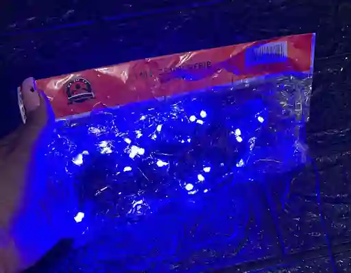 Luces De Navidad Lineal X100 Led Azul Sin Continuacion Cable Verde