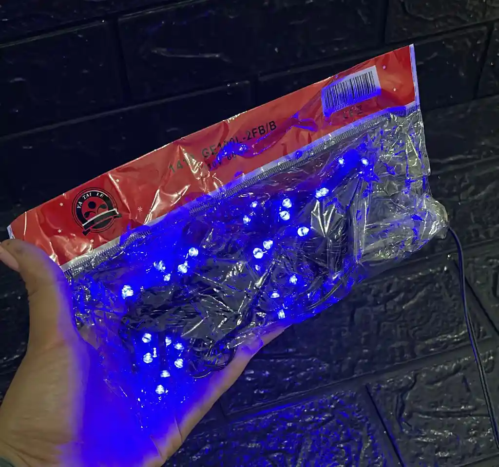Luces De Navidad Lineal X100 Led Azul Sin Continuacion Cable Verde