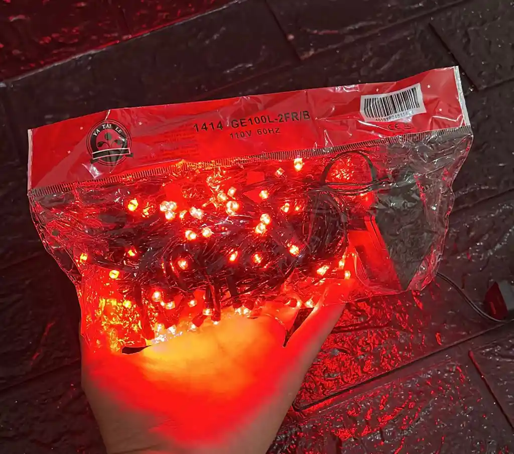 Luces De Navidad Lineal X100 Led Rojo Sin Continuacion Cable Verde