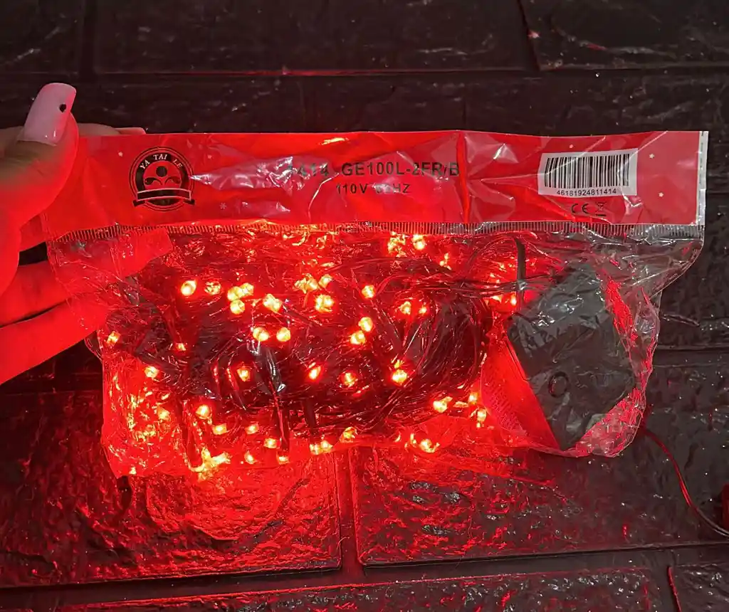 Luces De Navidad Lineal X100 Led Rojo Sin Continuacion Cable Verde