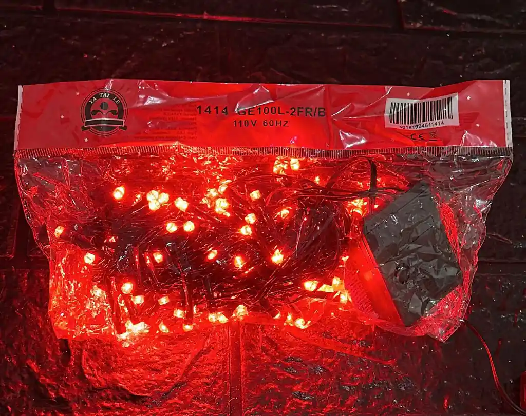 Luces De Navidad Lineal X100 Led Rojo Sin Continuacion Cable Verde