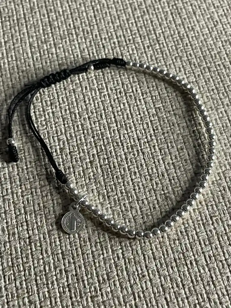 Manilla Negra San Benito 50 Bolas Plata 925