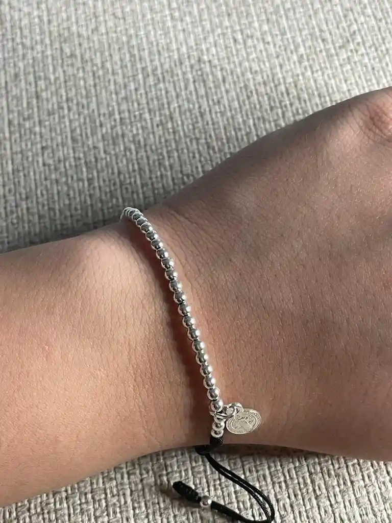 Manilla Negra San Benito 50 Bolas Plata 925