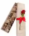 Caja Marmolizada X 16 Fresas Con Chocolate Y 1 Rosa. Amor Y Amistad