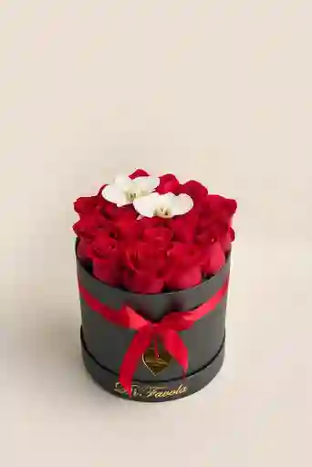 Tambor De Rosas Y Orquídea. Rosas Amor Y Amistad. Cilindro Elegante
