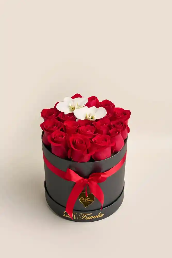 Tambor De Rosas Y Orquídea. Rosas Amor Y Amistad. Cilindro Elegante