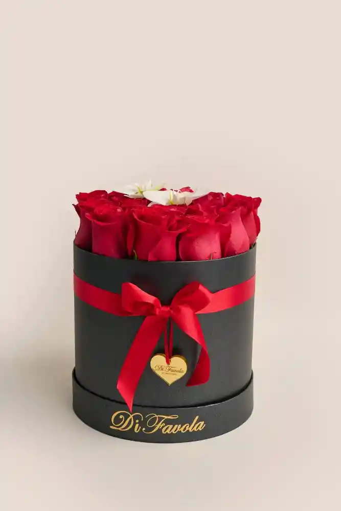 Tambor De Rosas Y Orquídea. Rosas Amor Y Amistad. Cilindro Elegante