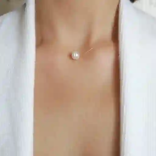 Collar Hilo Invisible De Perla
