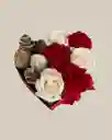 Corazon Petit Mitad Claveles Y Rosas Y 5 Fresas Con Chocolate. Detalle Amor Y Amistad