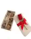 Fresas Con Chocolate X 6 En Caja Marmolizada Y 1 Rosa. Detalle Económico Amor Y Amistad