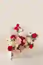 Arreglo Floral En Cartera Conexión Eterna . Flores, Rosas, Eucalipto, En Tonos Rojo Rosado Y Blanco