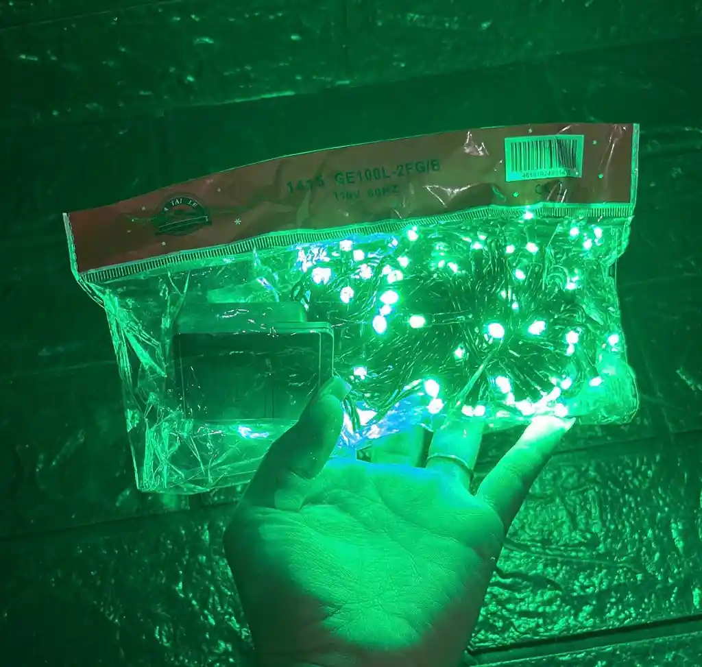 Luces De Navidad Lineal X100 Led Verde Sin Continuacion Cable Verde