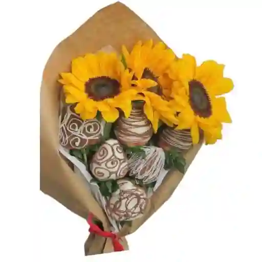 Bouquet Mini De Girasoles Y Fresas