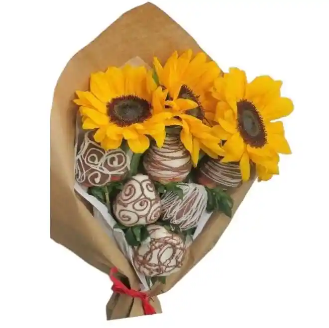 Bouquet Mini De Girasoles Y Fresas