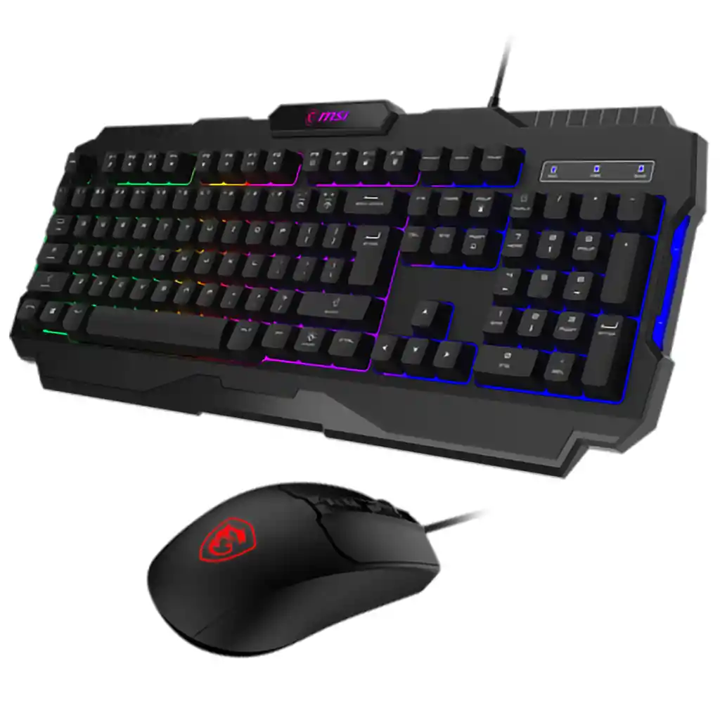 Combo Teclado Y Mouse Gamer Msi Forge Gk100 Negros