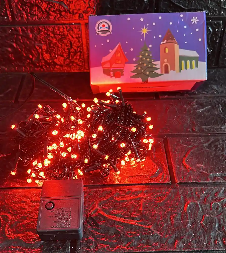 Luces De Navidad Lineal X200 Led Rojo Sin Continuacion Cable Verde