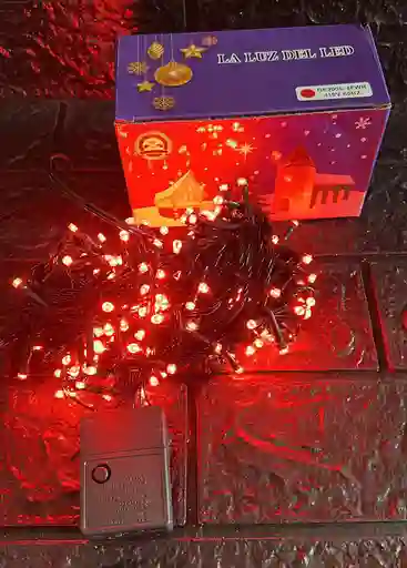 Luces De Navidad Lineal X200 Led Rojo Sin Continuacion Cable Verde