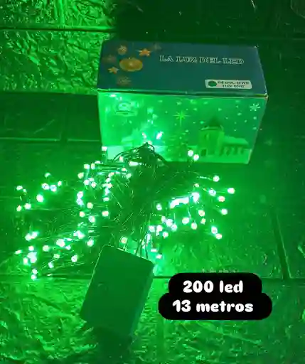 Luces De Navidad Lineal X200 Led Verde Sin Continuacion Cable Verde