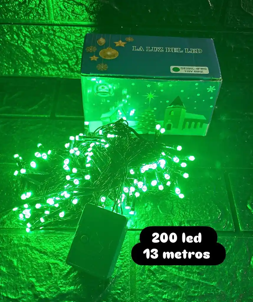 Luces De Navidad Lineal X200 Led Verde Sin Continuacion Cable Verde