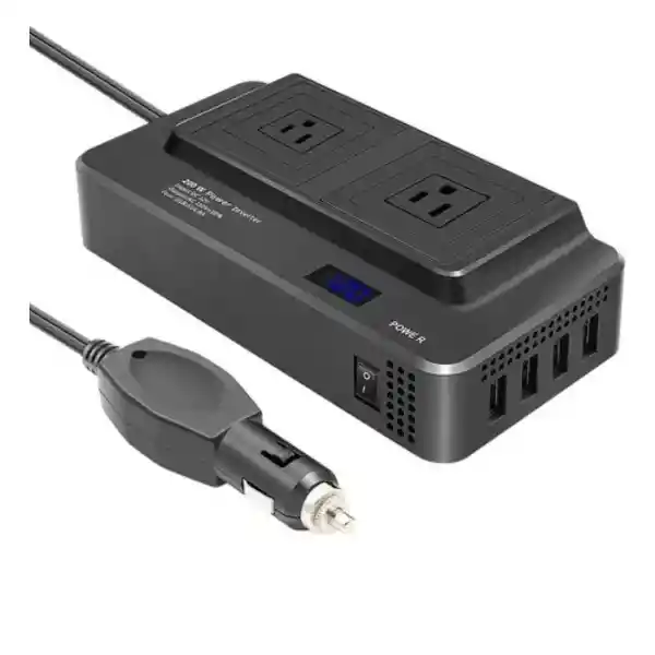 Inversor Portátil Multitoma Para Carro Usb 200w-