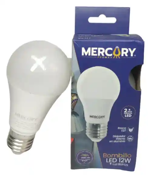 Plafon Roseta Plastica + Bombillo Led 12w