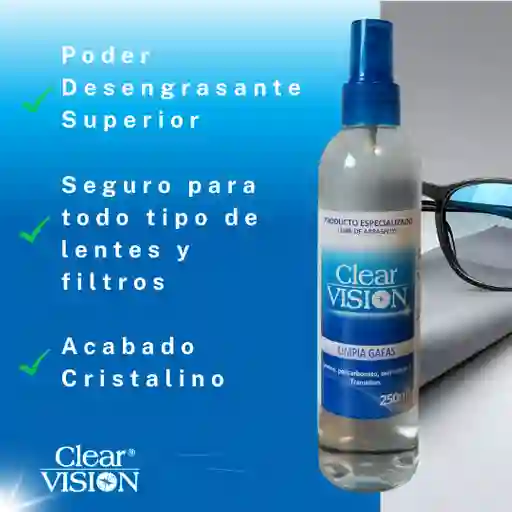 Limpia Gafas/lentes Clear Visión. Spray 250ml Más Paño De Microfibra Premium Para Lentes.