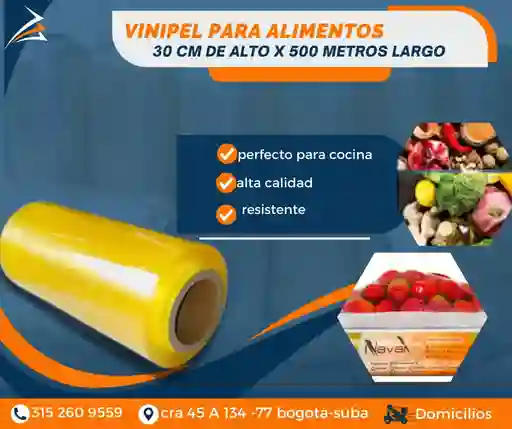 Vinipel Para Alimentos O De Cocina 30 Cm X 500 Metros De Largo Para Empaque Y Embalajes