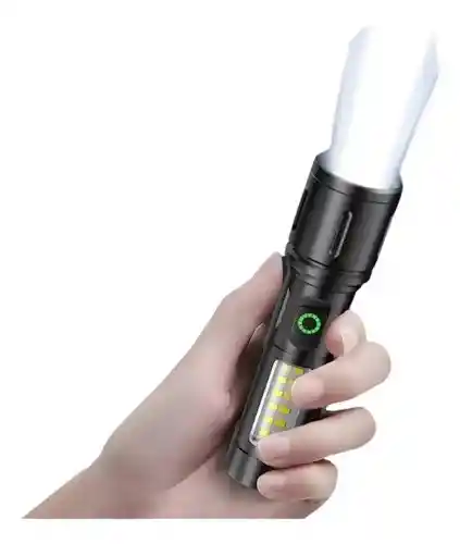 Linterna Recargable 14 Led – 5w, 1200mah Con 6 Modos De Luz Y Cob Lateral