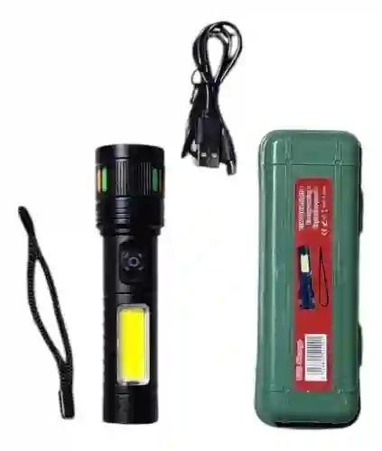 Linterna Recargable 14 Led – 5w, 1200mah Con 6 Modos De Luz Y Cob Lateral