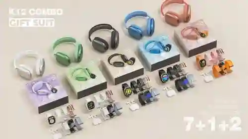 Super Combo Smart Watch Con 7 Pulsos + Diademas + Audífonos Inalámbricos Colores Varios